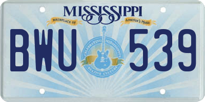 MS license plate BWU539
