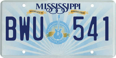MS license plate BWU541
