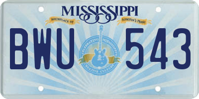 MS license plate BWU543