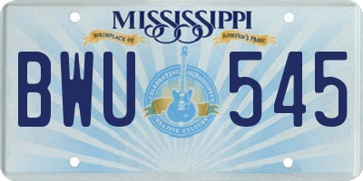 MS license plate BWU545