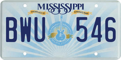 MS license plate BWU546