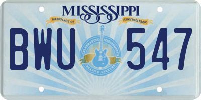 MS license plate BWU547
