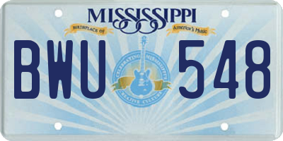 MS license plate BWU548