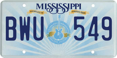 MS license plate BWU549