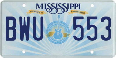 MS license plate BWU553