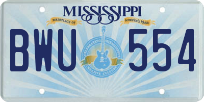 MS license plate BWU554