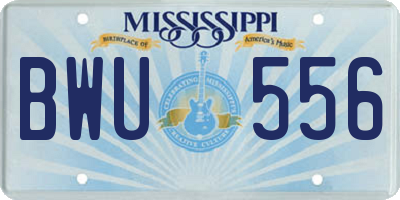 MS license plate BWU556