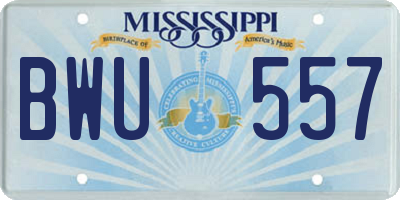 MS license plate BWU557
