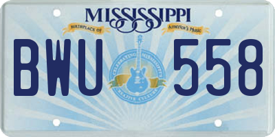 MS license plate BWU558