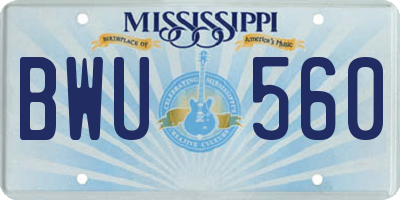 MS license plate BWU560