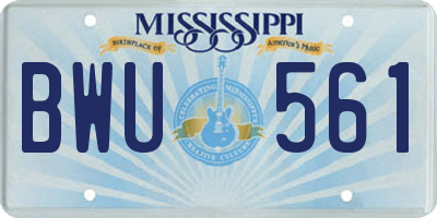 MS license plate BWU561