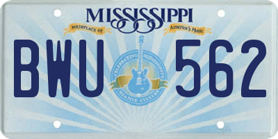 MS license plate BWU562