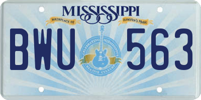MS license plate BWU563
