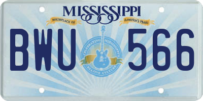 MS license plate BWU566