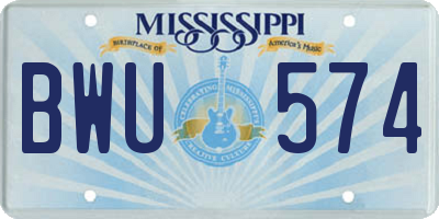 MS license plate BWU574