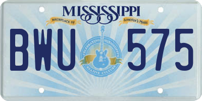 MS license plate BWU575