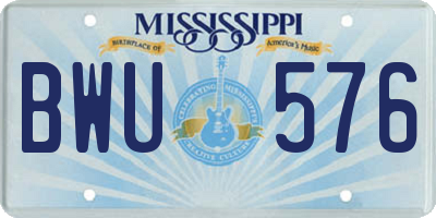 MS license plate BWU576