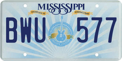 MS license plate BWU577