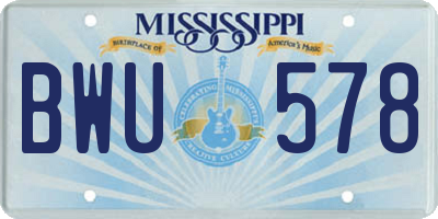 MS license plate BWU578