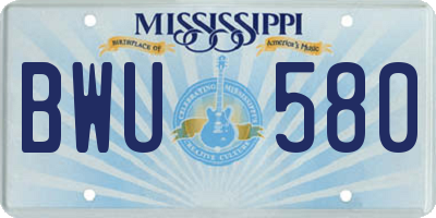 MS license plate BWU580