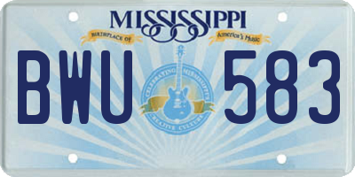 MS license plate BWU583