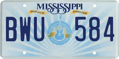 MS license plate BWU584