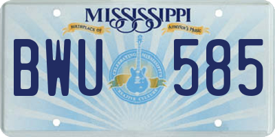 MS license plate BWU585