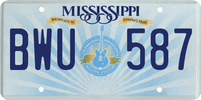 MS license plate BWU587