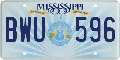 MS license plate BWU596