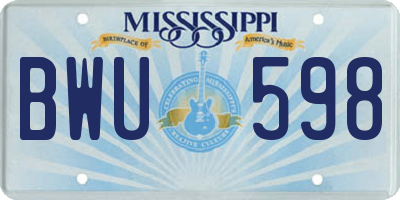 MS license plate BWU598