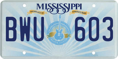MS license plate BWU603