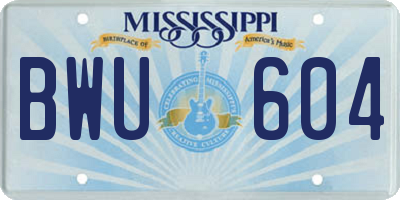 MS license plate BWU604