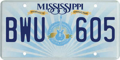 MS license plate BWU605