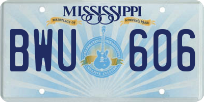MS license plate BWU606