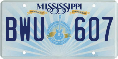 MS license plate BWU607