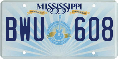MS license plate BWU608