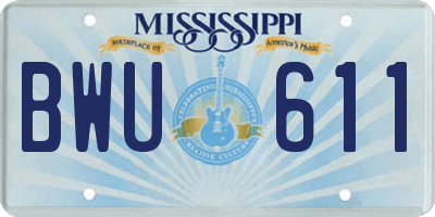 MS license plate BWU611