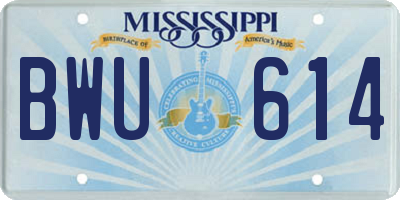 MS license plate BWU614