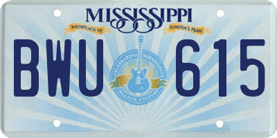 MS license plate BWU615