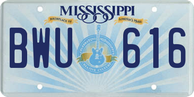 MS license plate BWU616