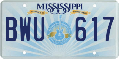 MS license plate BWU617