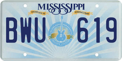 MS license plate BWU619