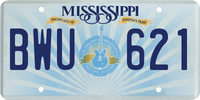 MS license plate BWU621
