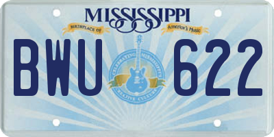 MS license plate BWU622