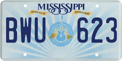 MS license plate BWU623