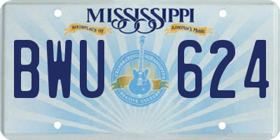 MS license plate BWU624