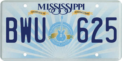 MS license plate BWU625