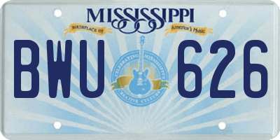 MS license plate BWU626