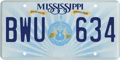 MS license plate BWU634