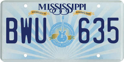 MS license plate BWU635